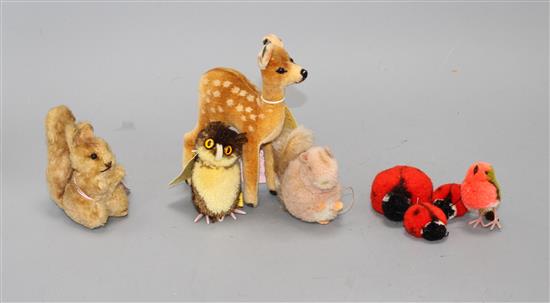 A group of vintage Steiff and other soft toy animals
